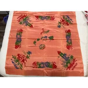 Vintage Hawaiian Islands Map Satin Tablecloth 39x40 + 4 Napkins Deadstock